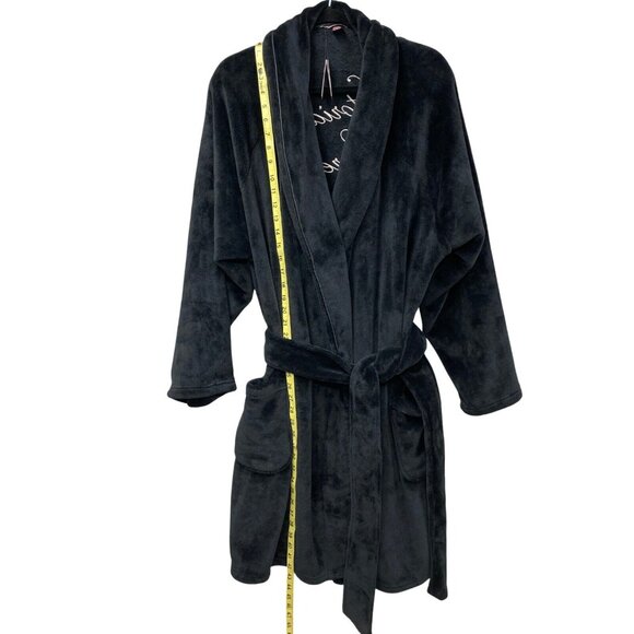 Victoria's Secret‎ Black Plush Robe, Size XL, Fleece Cozy Belt Logo Pockets NEW - Picture 8 of 11